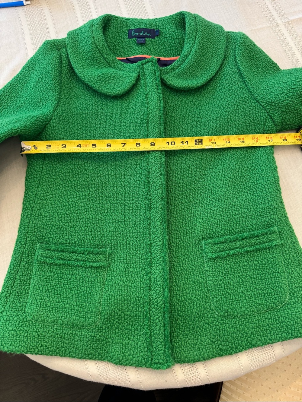 Boden Green Textured Peter Pan Collar Blazer Medium - Picture 14 of 14